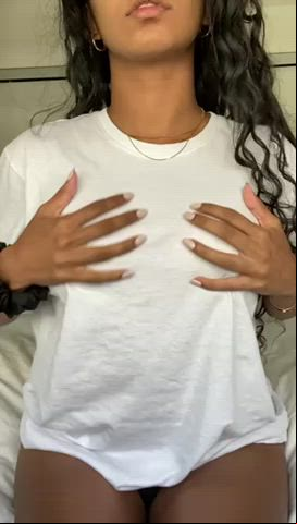 Babe sexy Long Hair thin Small boobies Tease breasts Titty Drop Porn GIF