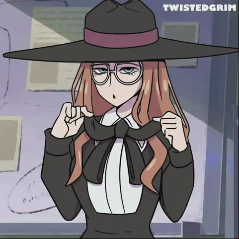 Animation Anime humongous boobs Bouncing breasts Bra Cleavage Clothed Glasses Hentai Porn GIF