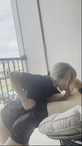 blondie blowjob College Deepthroat Gagging Outdoor Public sucking r/CaughtPublic Porn GIF